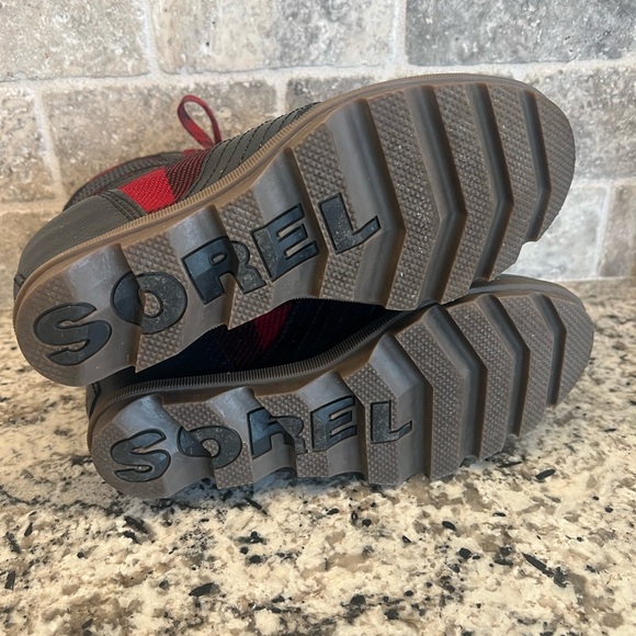 Sorel womens size 7 Lexie Buffalo plaid red Joan of arc wedge boots shoes winter - Picture 11 of 11